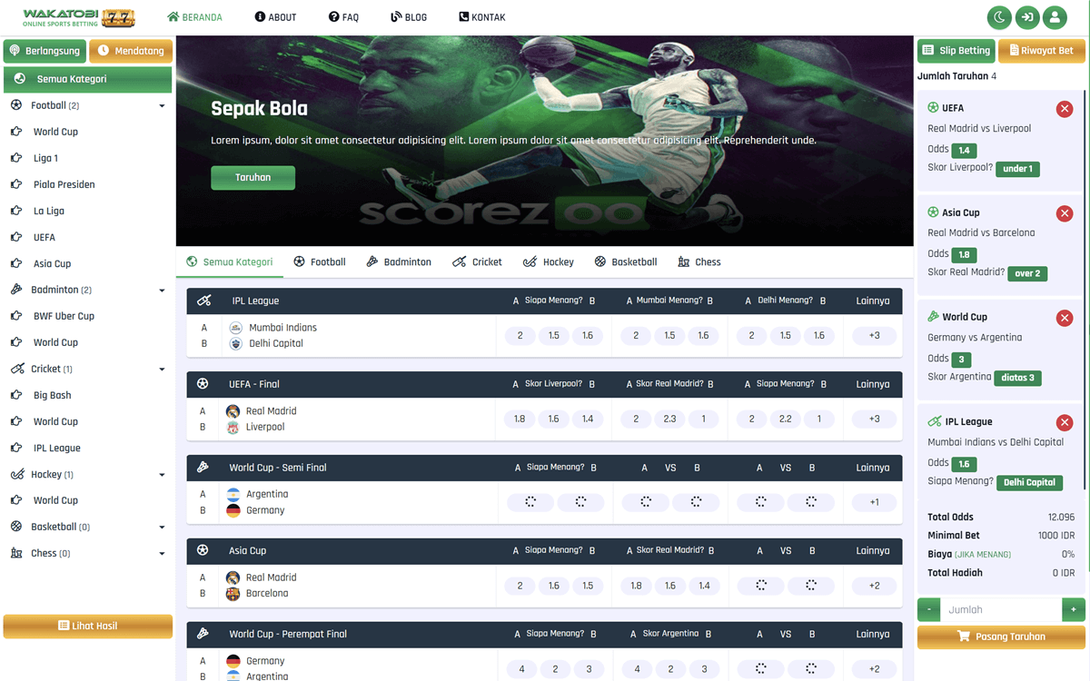 Script Web Wakatobi77 Pro - Sports Betting Platform